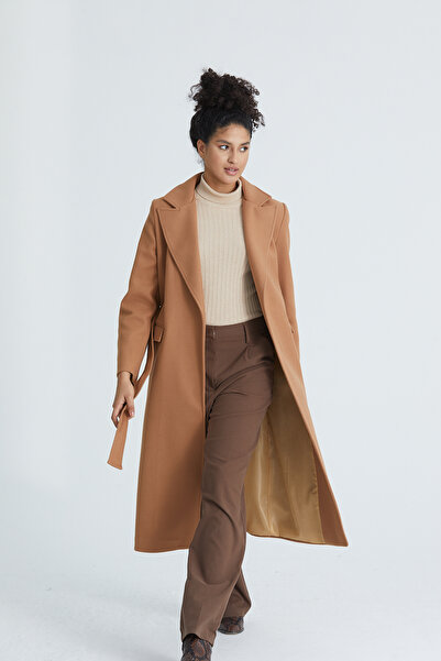 Soydan Güner Dlouhý kabát Sash Tie Stamp hnědý 1300