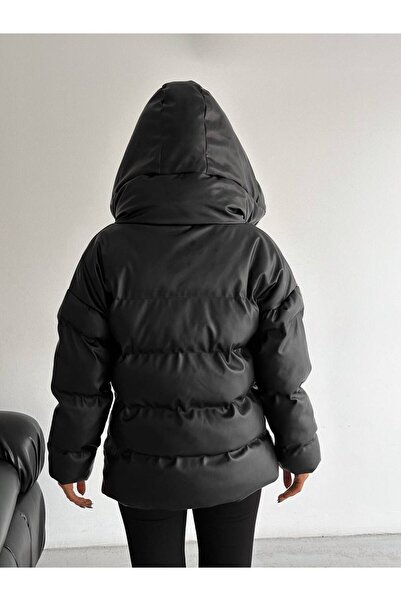 Noa Noa Palton de damă din piele puf cu glugă