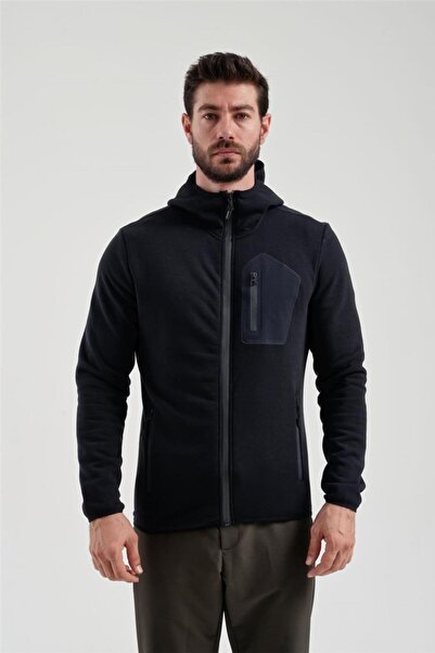 Exuma Erkek Siyah Tam Fermuarlı Sweat 2312250