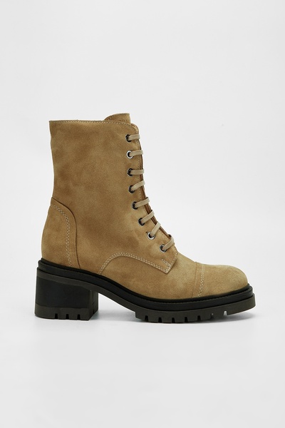 Valmenti Kadın Bej Süet Hakiki Deri Casual Bot