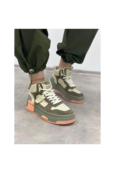 Guja 23K358 Femei, verde, piele naturală, talpă cu platformă groasă, pantofi ortopedici în aer liber, cizme sport pe jumătate