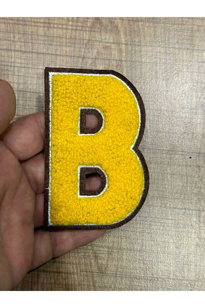 Gönülden Tasarım 9X6 CM GALBEN ȚESUT B LETTER EMBLEMA PATCH APPLIQUE ACCESORIUM DE CUSUT