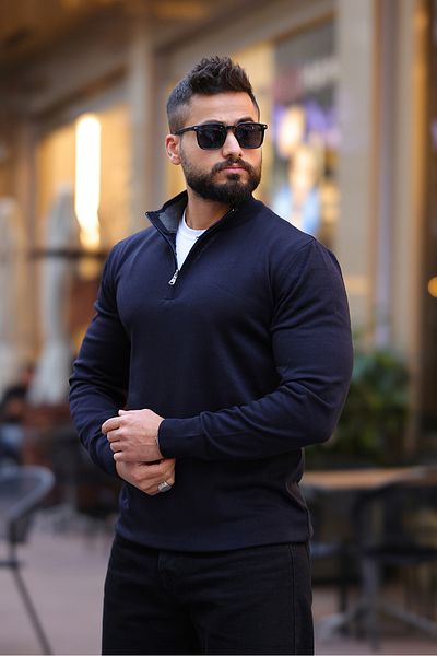BASEL.CO МЪЖКИ ПУЛОВЕР SLIM FIT С ПОЛУЦИП