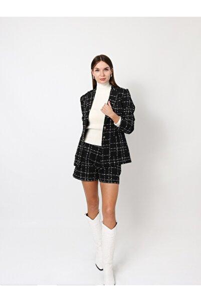 zaden Siyah Ekose Blazer ceket