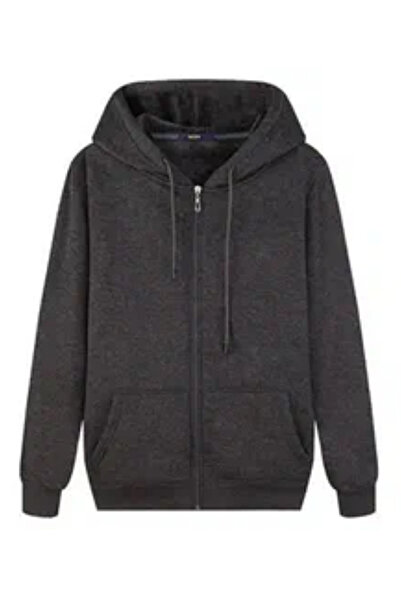 Nacar Unisex Füme Örme Kumaş Fermuarlı Kapüşonlu Sweat Hırka