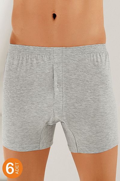 Şahinler Men's Gray 6-Pack Combed Cotton Boxer Me010
