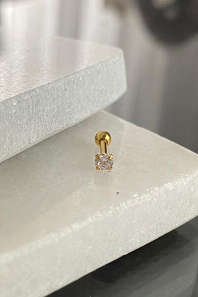 Jaida Moda Unisex 316l Cerrahi Çelik Zirkon Taşlı Tragus Helix Piercing