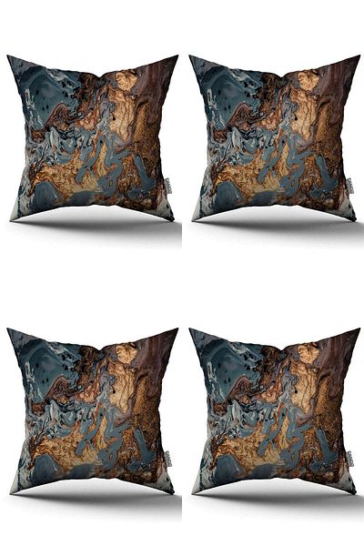 Cango Home Gray Modern Abstract Patterned Set of 4 Digital Printed Throw Pillow Cases