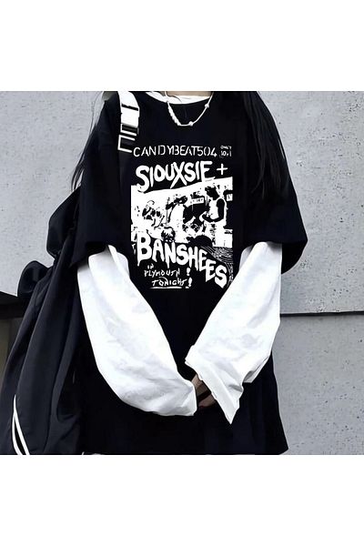 Touz Siouxsie Unisex White Oversize Fake Sleeve T-Shirt