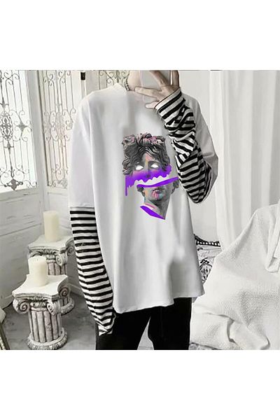 Touz Λευκό μπλουζάκι Unisex - Sculpture Art Printed, Fake Sleeves