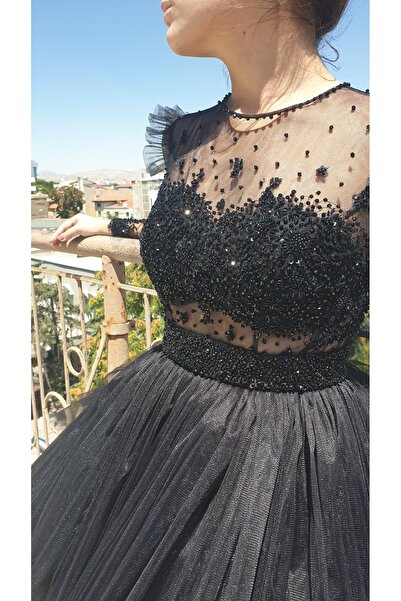 Kuğu Gelinlik Siyah Nisan Soz Elbisesi Abiye