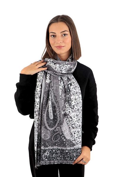 Bursa İpek Black Shawl Pattern Winter Shawl