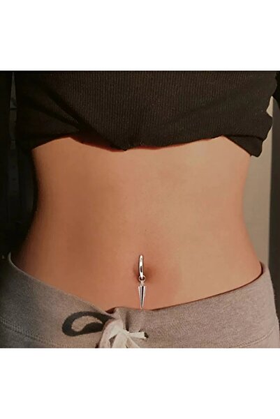 TakıConcept Mızrak Sallantılı Çelik Göbek Fake Piercing, Deliksiz Piercing
