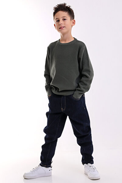 Matte İZMİR BOY'S KHAKI CYCLING COLLAR FLAT KNITWEAR SWEATER