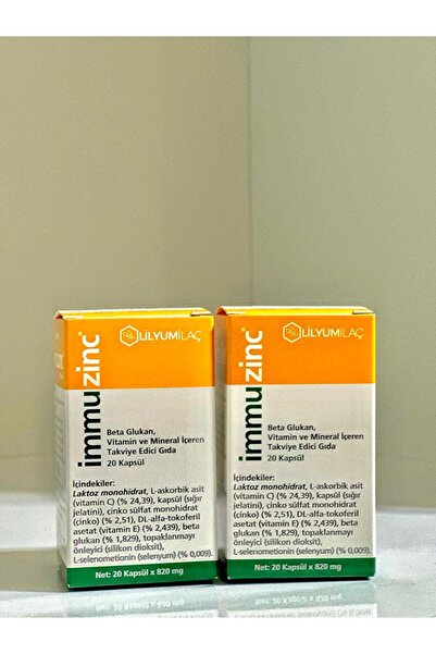 İMMUZİNC Berko 20 Capsules Beta Glucan Vitamin / 2 Pieces Zynp2