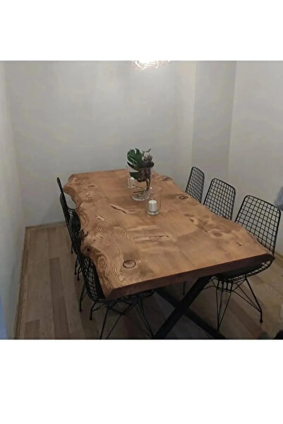 HFAY DESİGN Lüx Kütük Yemek Masası 100x200 Sandalyeler Hariç
