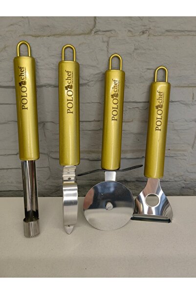 ALANYA HOME DECOR طقم مقشرة ستيل ذهبي 4 قطع