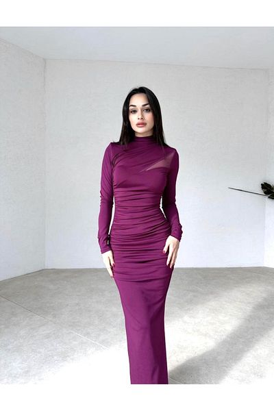 Afiş Butik Rochie cu fante cu fereastră de prune