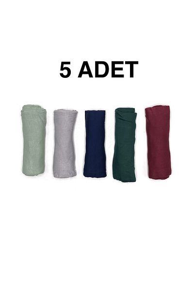 nazipek Viscose Combed Cotton Shawl Set of 5 200x75cm Gift Lycra High Quality