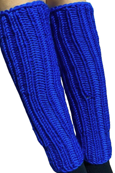 Işin Tasarım MAVİ Renkli Yün El Örgüsü Kadın Dizlik Tozluk