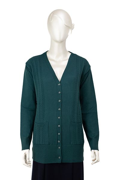 Oppland Cardigan pentru mamă țesut cu zăpadă din lycra, cu mânecă lungă, cu buzunare duble, cu nasturi, tricotat de iarnă