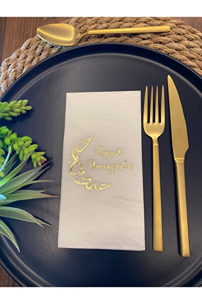 kidspartim مجموعة مناديل ورقية بيضاء اللون مكونة من 16 منديلًا ورقيًا منقوشًا...