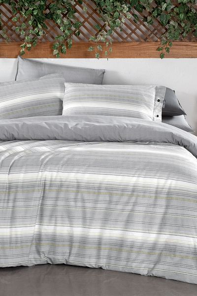 Sarev Σετ Παπλωματοθήκη Διπλής Όψης Greta Grey 100% βαμβακερή ποπλίνα