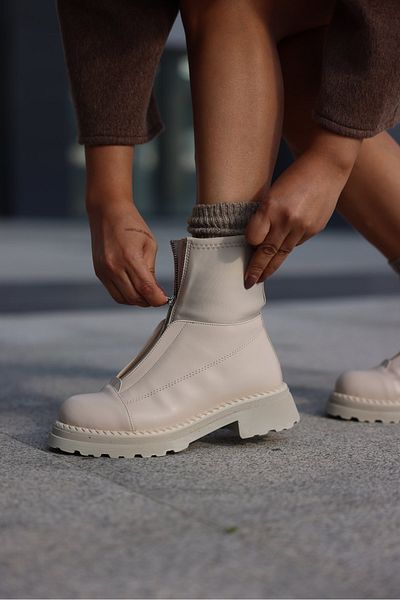 Meral Özgenç Short Boots with Front Zipper