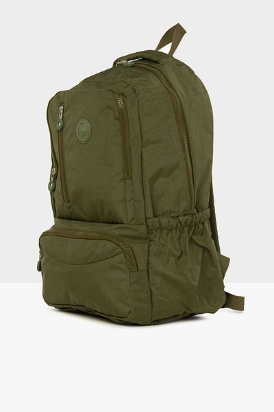 Bagmori Khaki Women's Oval Pocket Vertical Zipper Large Parachute Backpack M000008207