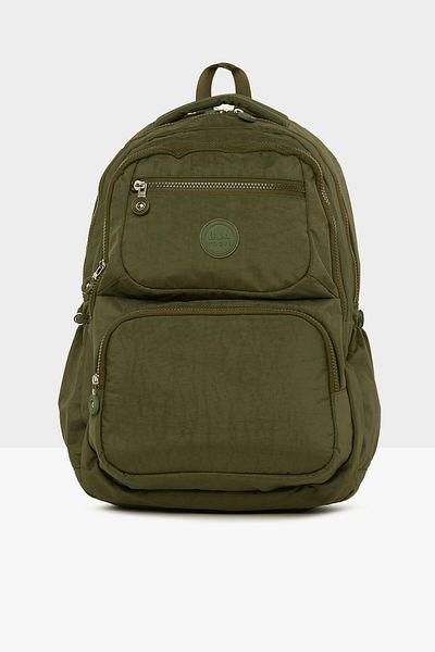 Bagmori Khaki Women's Large Pocket Parachute Backpack with Snap Pocket M000008198