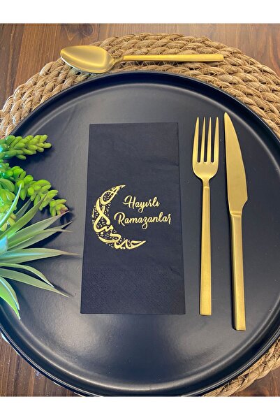 kidspartim مجموعة مناديل ورقية سوداء اللون مكونة من 16 منديلًا ورقيًا منقوشًا...