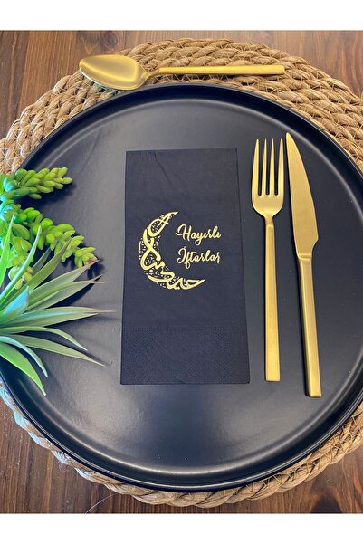 kidspartim مجموعة مناديل ورقية سوداء اللون مكونة من 16 منديلًا منقوشًا على شك...