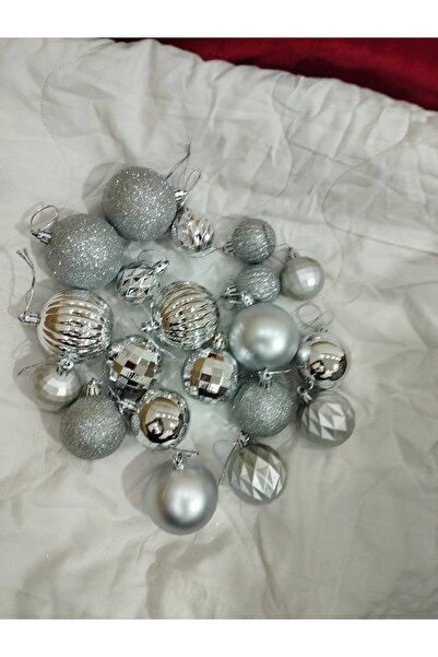 Lider MAGNESİA Γυαλιστερά μεικτά στολίδια χριστουγεννιάτικου δέντρου των 20, προσθέτουν κομψότητα σε ασημί τόνους