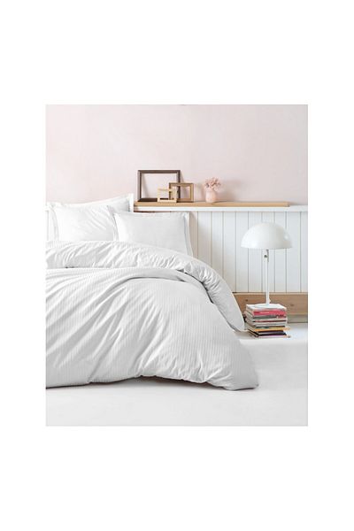 ŞENER HOME Set cuvertură dublă Cottonbox White - Satin, Stylish Striped