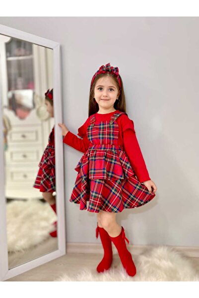 tunay moda Plaid Patterned Salopet and Badi Komnin