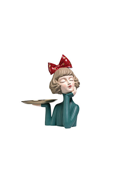 Miniminti Yeşil Kurdelalı Kız Sunum Tepsisi - Biblo