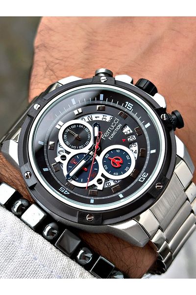 Ferrucci Silver Color Sports Steel Cord Function Men's Wrist Watch + BRACELET GIFT