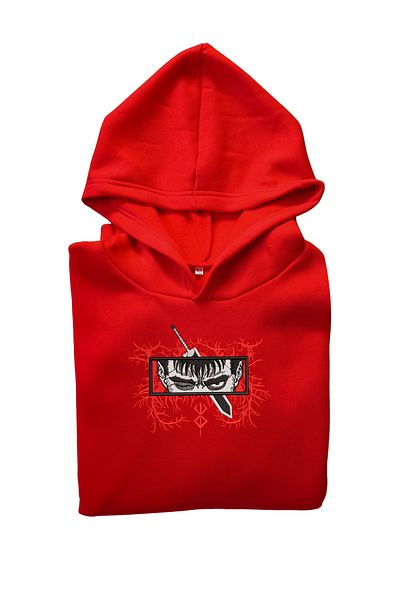 FAUNION Berserk Embroidered Hooded Oversize 3 Thread Raster Unisex Sweatshirt Hoodie