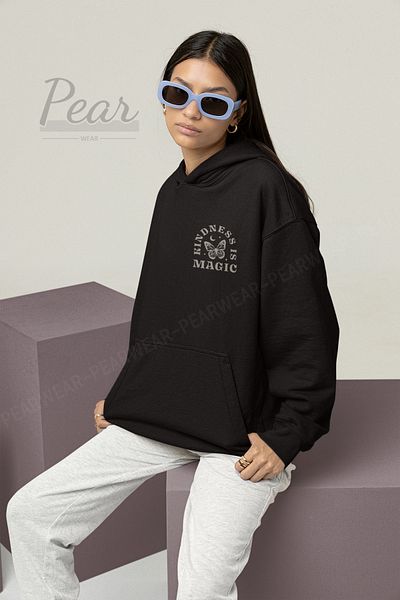 Pear Wear Дамски извънгабаритен суичър с щампа на пеперуди