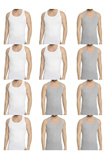 SÜSEN LİNGERİE 6 WHITE 6 GRAY MEN'S ATHLETE, COMBED COTTON MEN'S ATHLETE, ECO...