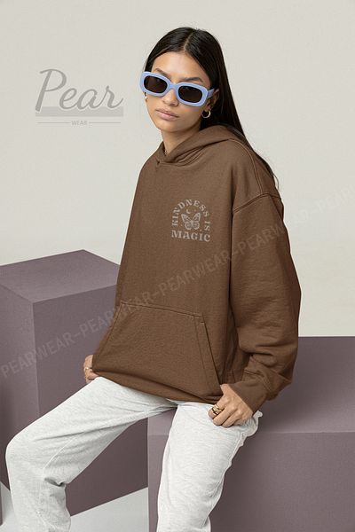 Pear Wear Дамски извънгабаритен суичър с щампа на пеперуди