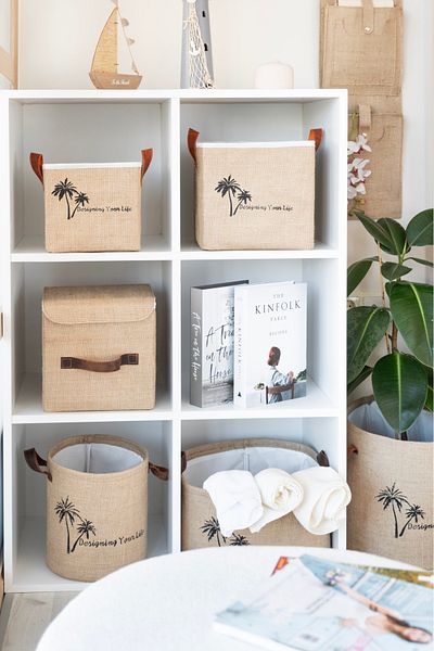 Art Bee Jute In-Cabinet Organizer Jewelry, Makeup, Bathroom, Office Organizer Storage Box 30X30X30 cm