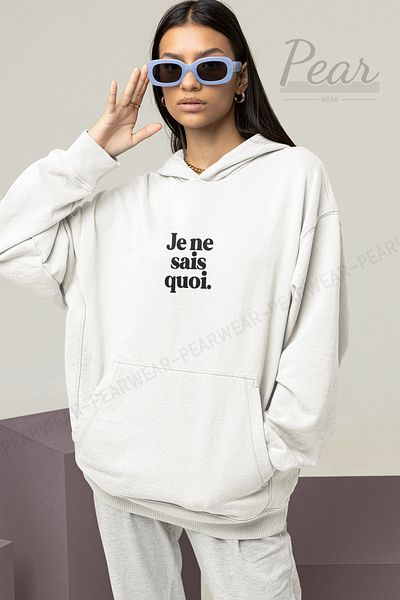 Pear Wear Hanorac oversize pentru damă cu imprimeu Je Ne Sais Quoi