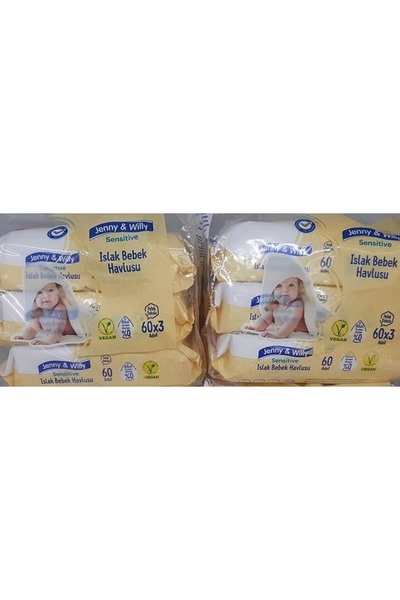 Jenny & Willy Sensitive Islak Bebek Havlusu 60x3 2 Adet-3 lü Paket