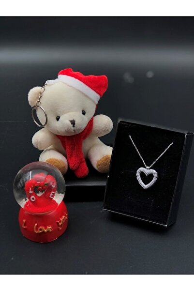 Masalsı Concept YENİ YIL ÖZEL KALPLİ KOLYE HEDİYESİ MİNİ KAR KÜRESİ VE NOEL Ş...