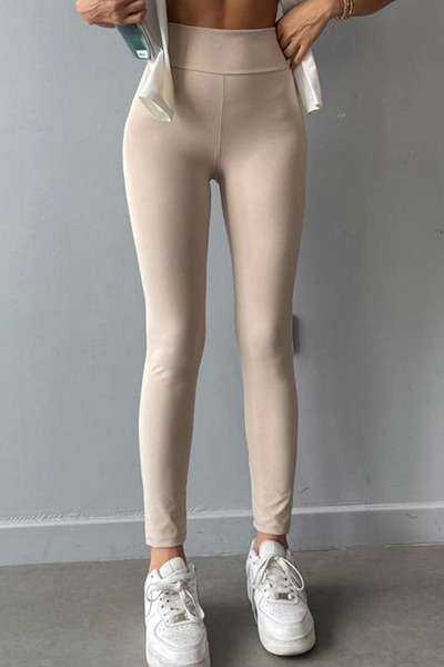 CoolLook Yüksek Bel İçi Polarlı Şardonlu Toparlayıcı Likralı Esnek Suni Deri ...