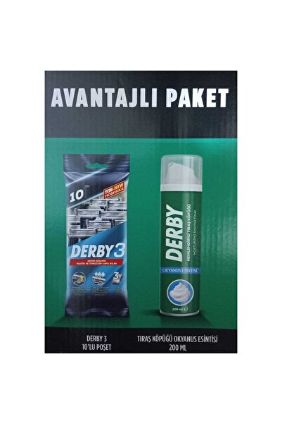Derby Avantajlı Paket Derby 3 10'lu poşet + Tıraş köpüğü Okyanus Esintisi