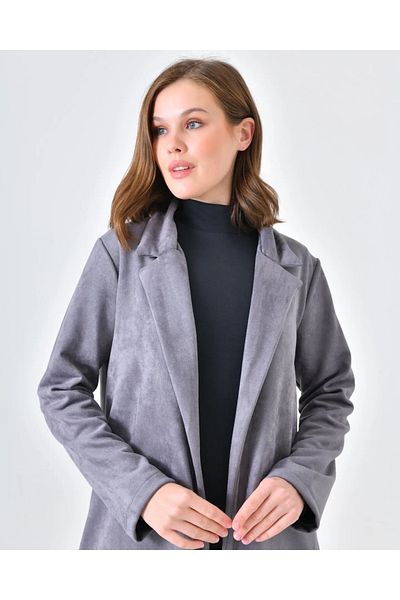 Çat Kapında Nubuck Fabric Trench Coat