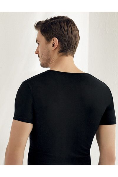 Şahinler Men's Black Short Sleeve Undershirt ME085-SH