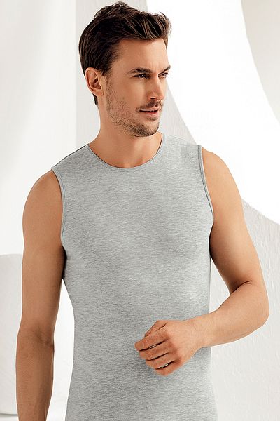 Şahinler Ανδρικό γκρι μηδενικό μανίκι Lycra Single Jersey εσώρουχο Me077